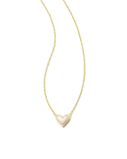 Kendra Scott Metallic Framed Ari Heart Gold Short Pendant Necklace