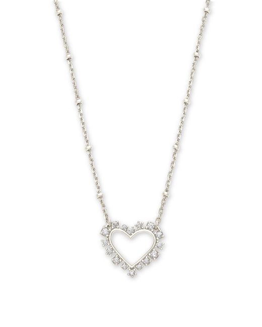 Kendra Scott White Ari Heart Silver Pendant Necklace