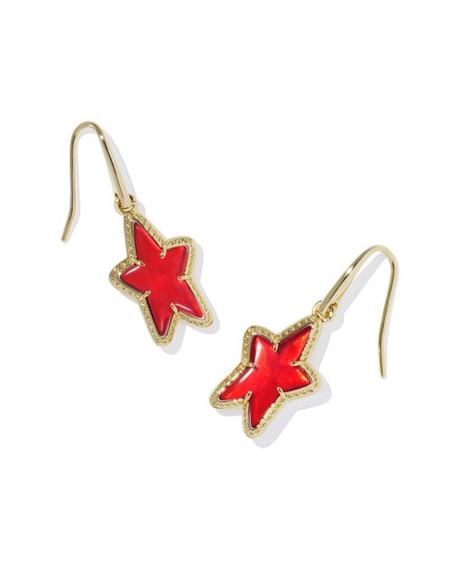 Kendra Scott Red Ada Gold Star Small Drop Earrings