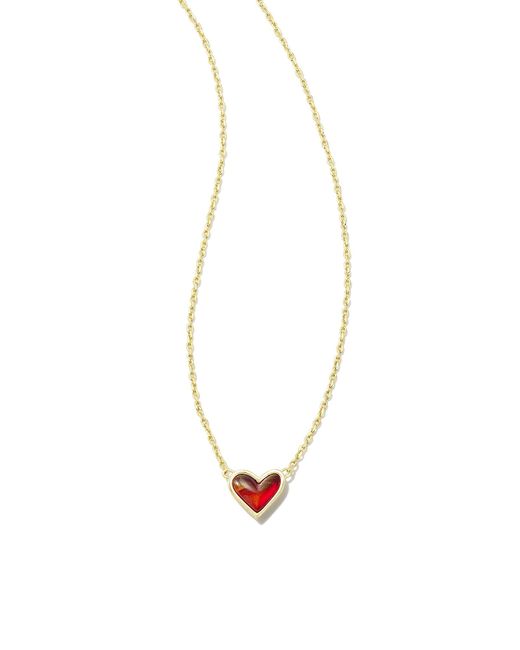 Kendra Scott White Framed Ari Heart Gold Short Pendant Necklace