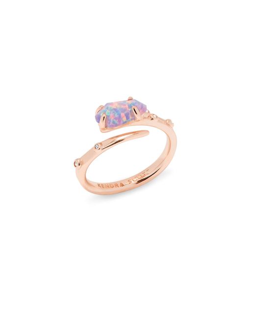 Kendra Scott Multicolor Julia Rose Gold Band Ring In Lavender Kyocera Opal