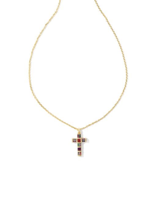 Kendra Scott White Gracie Gold Cross Short Pendant Necklace