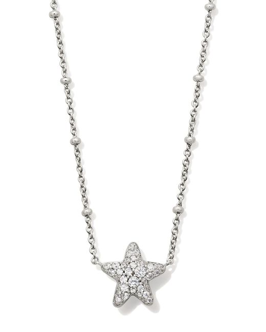 Kendra Scott Metallic Jae Silver Star Pave Short Pendant Necklace