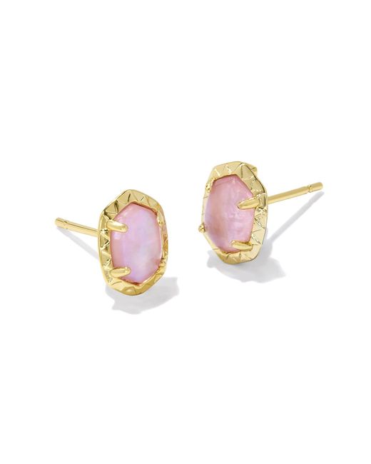 Kendra Scott Pink Daphne Gold Stud Earrings