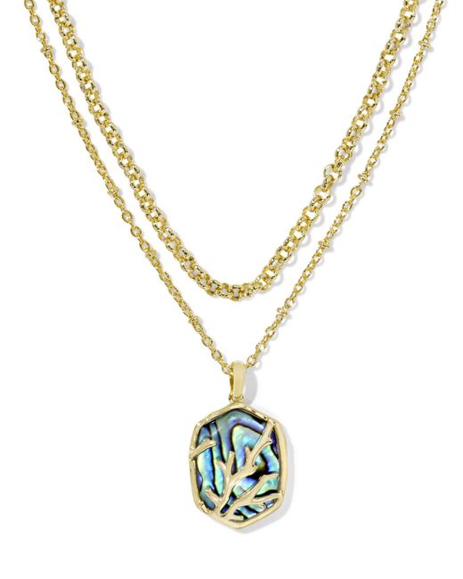 Kendra Scott Metallic Daphne Gold Coral Frame Multi Strand Necklace