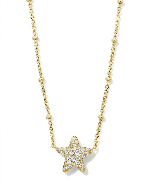 Kendra Scott Metallic Jae Gold Star Pave Short Pendant Necklace