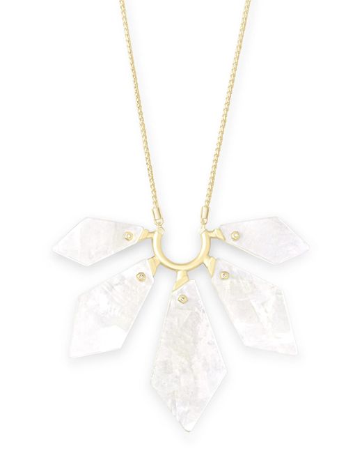 Kendra Scott White Mari Gold Long Pendant Necklace