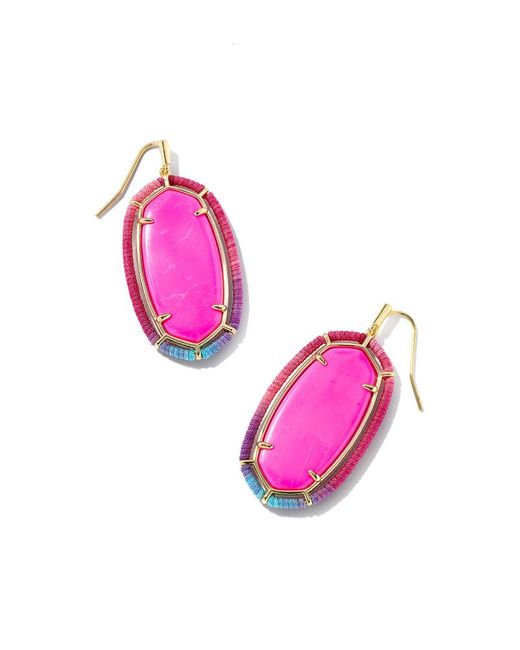 Kendra Scott Threaded Elle Gold Drop Earrings in Pink | Lyst