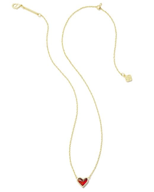 Kendra Scott White Framed Ari Heart Gold Short Pendant Necklace