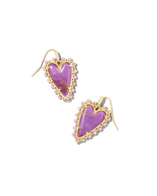 Kendra Scott Beaded Ansley Heart Gold Drop Earrings Lyst