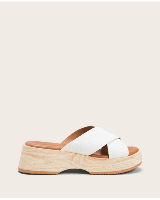 Kenneth Cole Gentle Souls | Orion Leather Slide Wedge Sandal In White ...