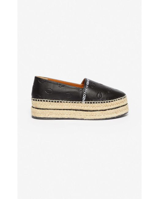 kenzo black leather espadrilles