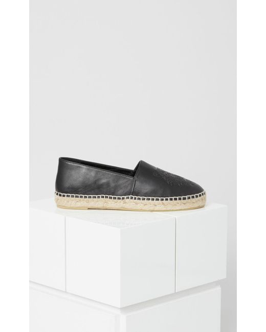 kenzo black leather espadrilles