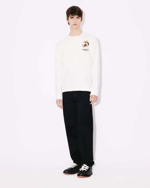 KENZO year Of The Dragon Classic Long sleeved T shirt in White