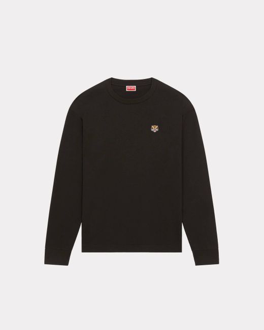KENZO lucky Tiger Crest Embroidered Long Sleeve T shirt in Black