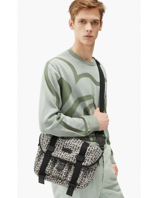 KENZO Courier Small Jacquard Messenger Bag in Gray Lyst