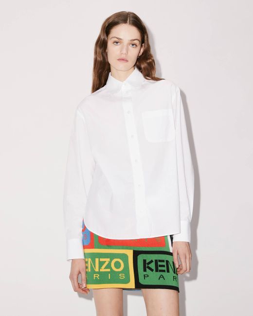 KENZO Bluse mit Bubikragen in Weiß | Lyst DE