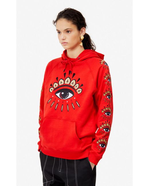 Sweatshirt multi Eye à capuche KENZO en coloris Rouge | Lyst