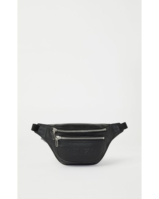 KENZO Imprint Grained Leather Bumbag in Black for Men - Lyst