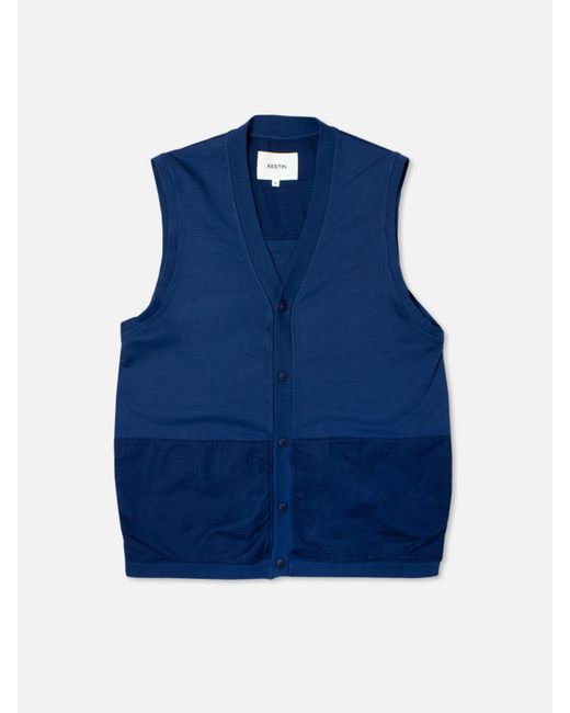 Kestin Blue Selkirk Vest In Navy Cotton Looopback Jersey for men