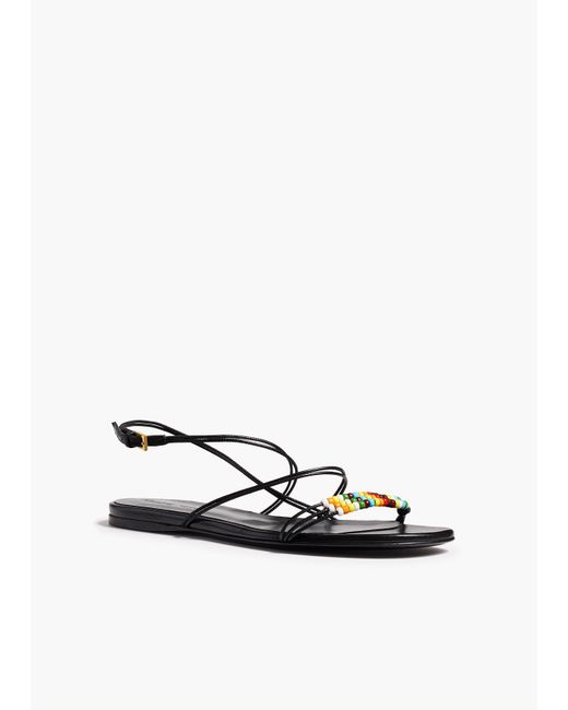 Khaite White Loop Flat Sandal With Beads