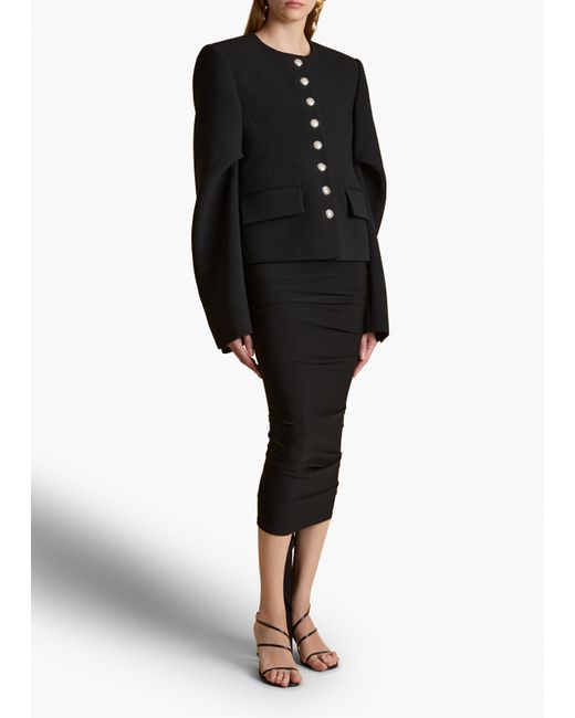 Khaite Black Aura Skirt With Waterfall Folds