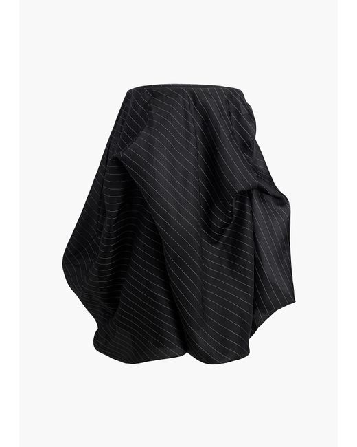 Khaite Black Lou Gathered Silk-Blend Midi Skirt