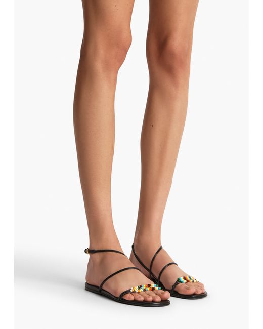 Khaite White Loop Flat Sandal With Beads