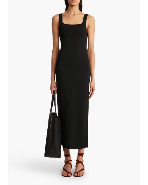 Khaite Black Dixi Square-Neck Sleeveless Knit Maxi Dress