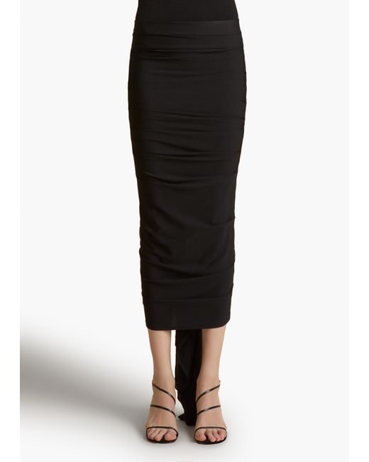 Khaite Black Aura Skirt With Waterfall Folds