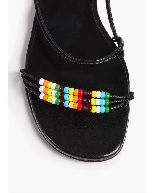 Khaite White Loop Flat Sandal With Beads
