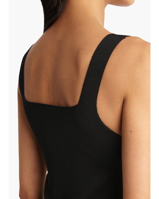 Khaite Black Dixi Square-Neck Sleeveless Knit Maxi Dress