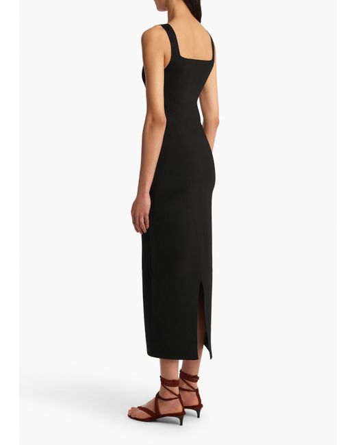 Khaite Black Dixi Square-Neck Sleeveless Knit Maxi Dress