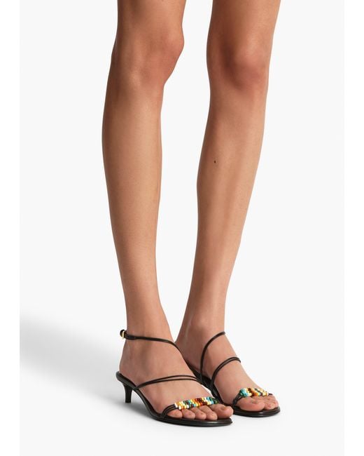 Khaite White Loop Kitten Heel Sandal With Beads