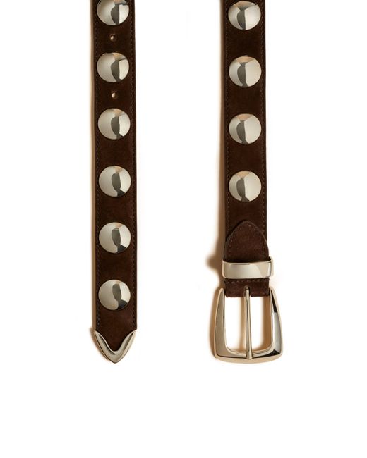 Khaite Brown Benny Belt With Studs