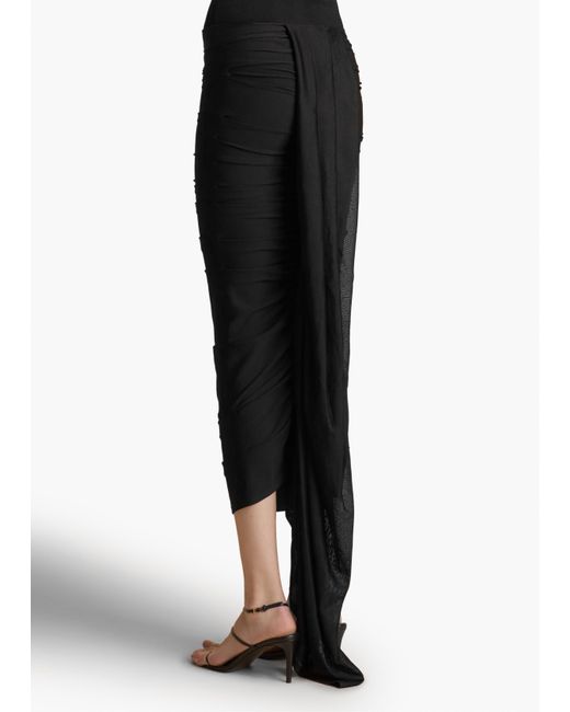 Khaite Black Aura Skirt With Waterfall Folds