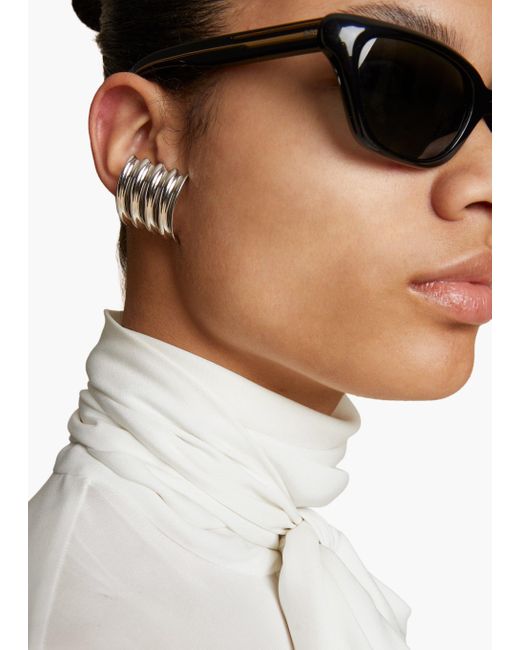 Khaite White Small Julius Panel Earrings