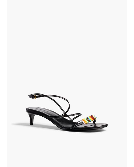 Khaite White Loop Kitten Heel Sandal With Beads
