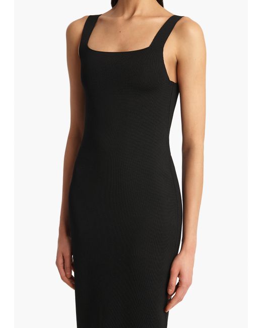 Khaite Black Dixi Square-Neck Sleeveless Knit Maxi Dress