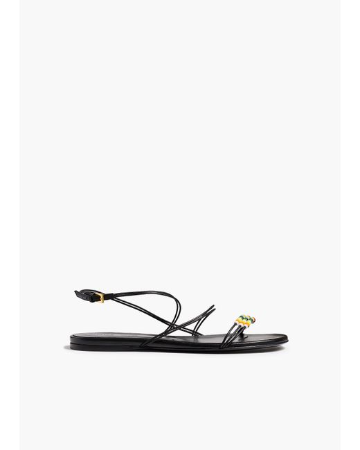Khaite White Loop Flat Sandal With Beads