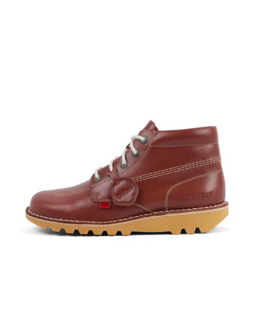 Kickers Red Adult Kick Hi Leather Dark Tan