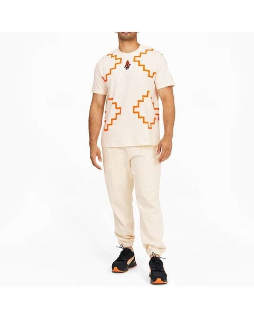 PUMA White X Pronounce Elevated Tee Crossover Geometry Pattern Athleisure Casual Sports Short Sleeve Creamy