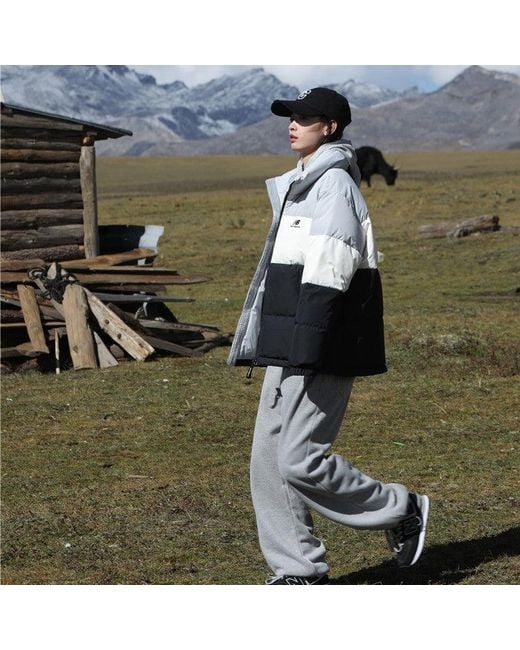 New Balance Gray Warm Down Jacket for men