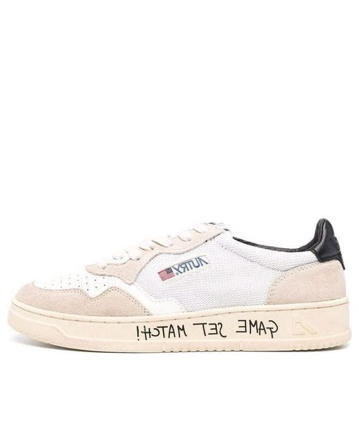 Autry White Medalist Low Fabric And Suede