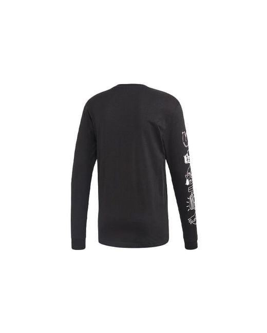 Adidas Black Graffiti Printing Sports Round Neck Long Sleeves for men