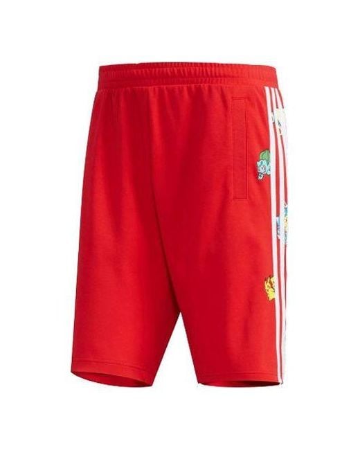 Adidas Red Neo X Pokmon Crossover Series Pikachu Printing Shorts for men