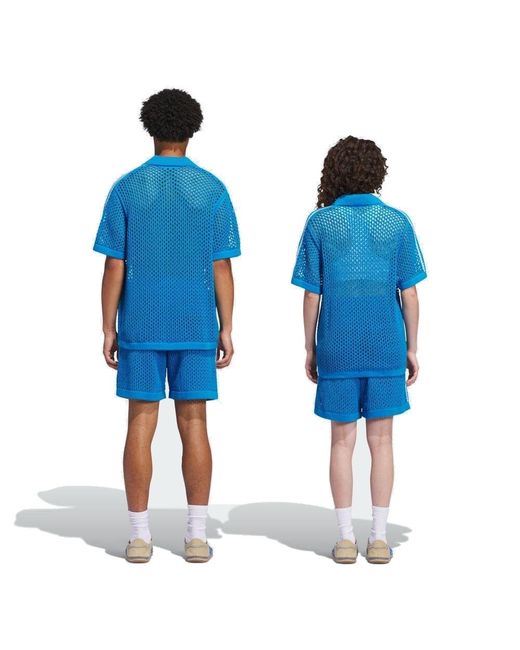 Adidas Blue X Clot Fw24 Crochet Polo Shirt Asia Sizing 'Bright' for men