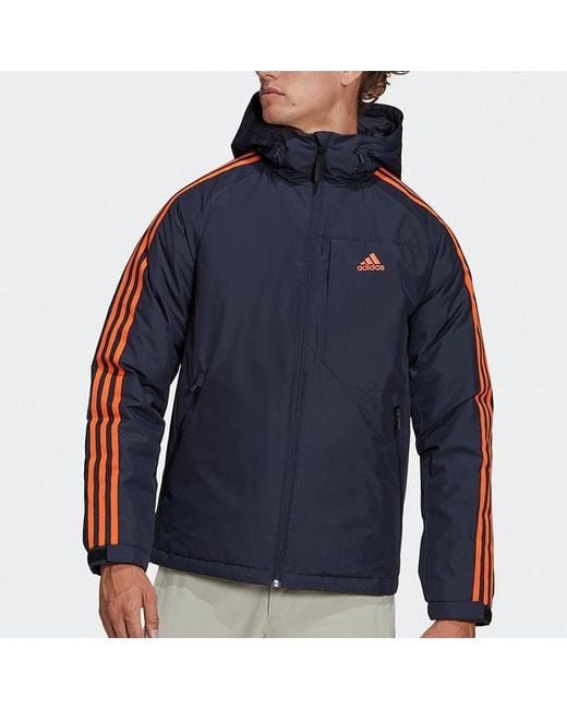 Adidas Blue 3St Down Jkt Outdoor Sport Hood Warm Down Jacket Legendary Ink for men