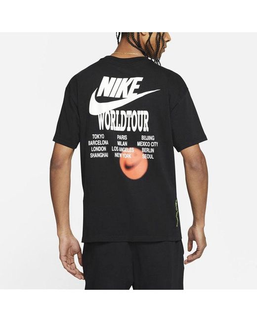 Nike Black Large Logo Printing Sports Round Neck Short Sleeve for men