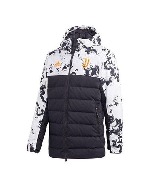 Adidas Blue Juventus Soccer/Football Sports Colorblock Hooded Down Jacket Colorblock for men
